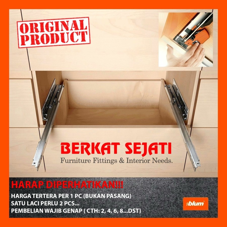 Rel Laci Tandem BLUM 50 cm 50cm Single Ext Slowmotion Slow Soft Close 500mm