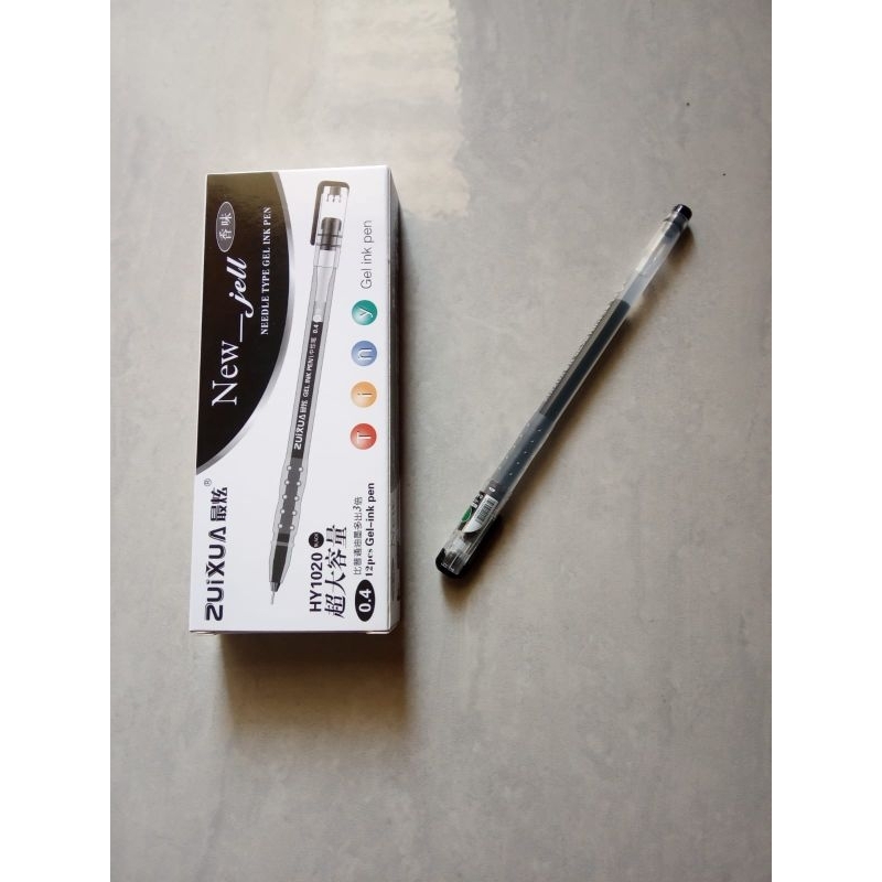 

12 Pcs Bolpen Gel Zuixua Bolpoin Hitam 1 Dus Pulpen Gel 1 Box