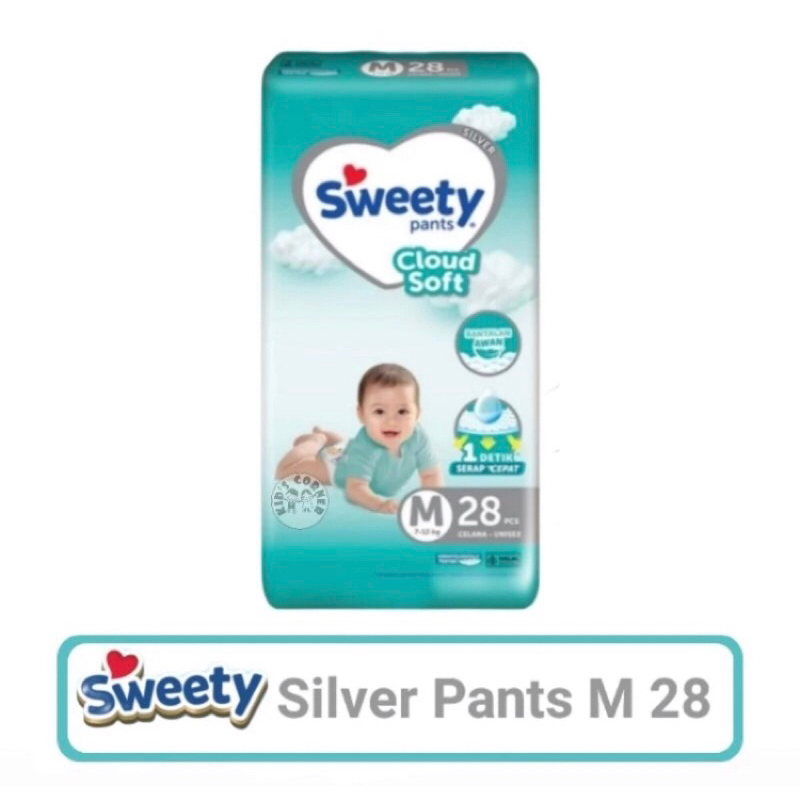 popok bayi sweety silver M 28 pants / sweety silver pants M28 popok sekali pakai diaper baby