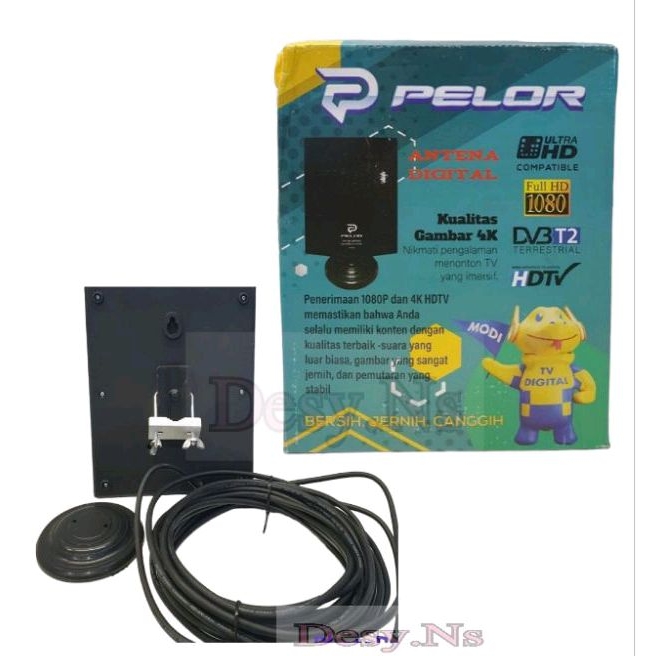 Antena TV Digital Indoor Outdoor Plus Kabel 10 meter / Antena TV Digital / Antena PELOR 822 TV DVB T