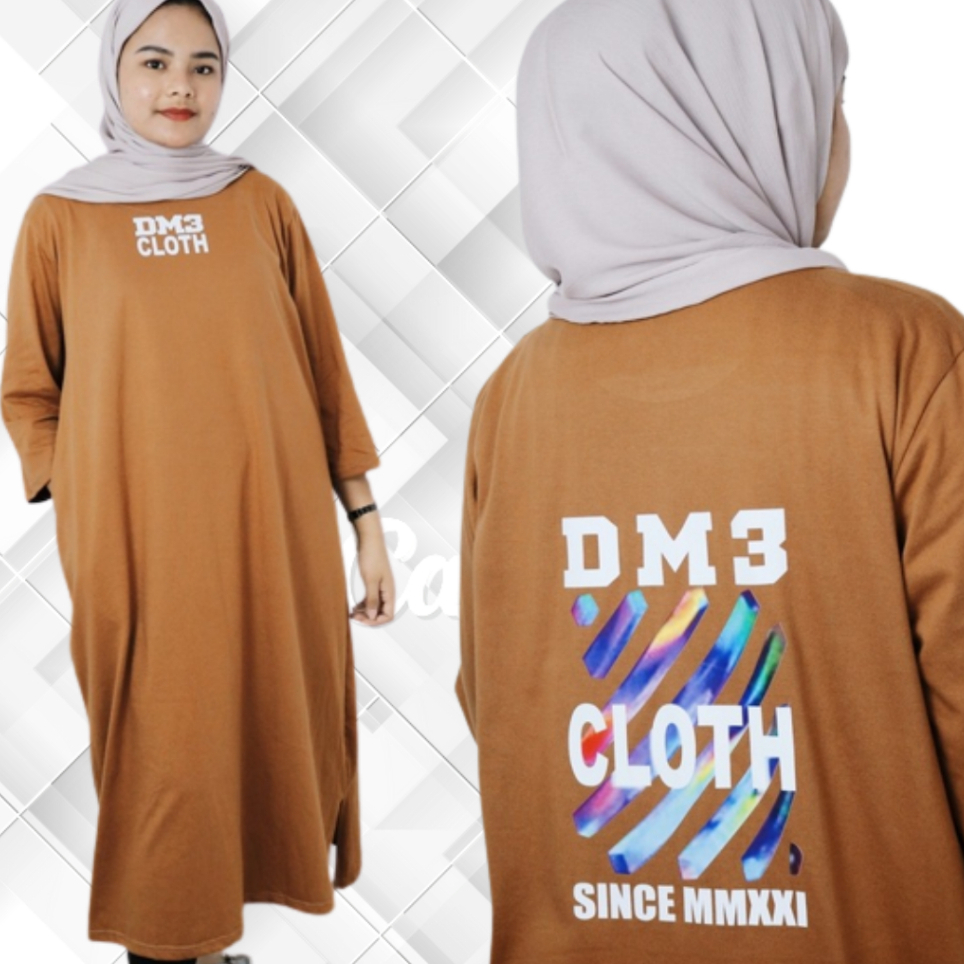 Midi Dress Combed Dm3 Midi Dress Hitam Putih Bahan Kaos Katun Combed 24s Aplikasi Sablon Ukuran S - 