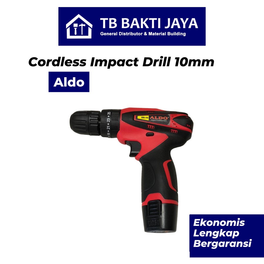Mesin Bor Cordless Impact Drill 10mm CDS-119 Aldo