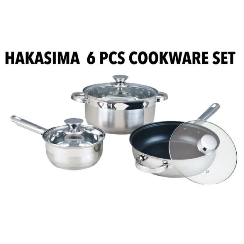 Sale Hakasima 6 Pcs Cookware Set Panci Steinless Steel (Barang Bazaar)