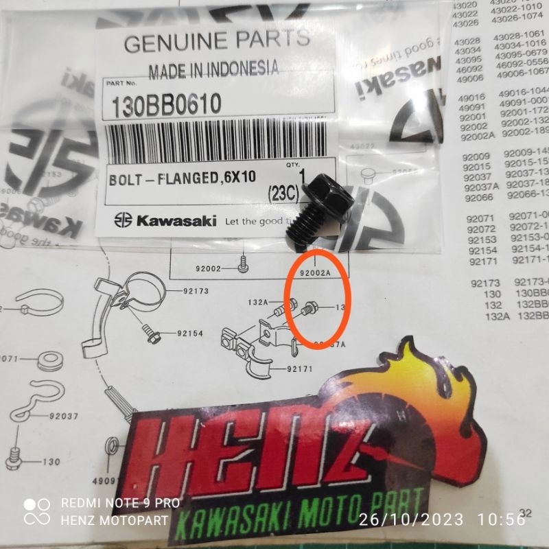baut klem selang rem depan spakbor Kawasaki ninja r rr ss