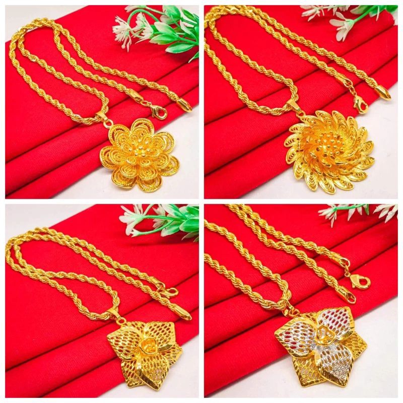 Kalung set liontin dubai lapis emas 24k