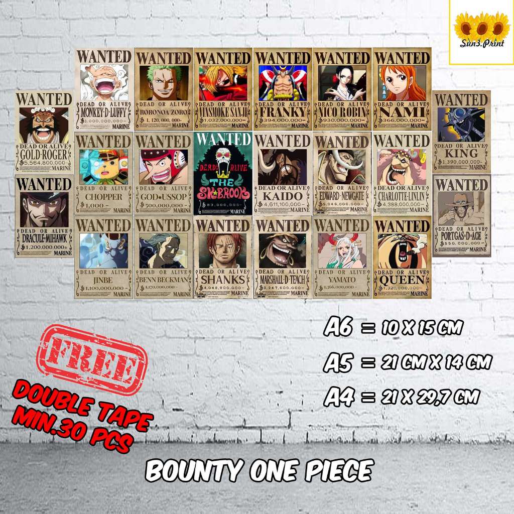 Poster Dinding Aesthetic Motif Bounty Hunter One Piece 220Gsm Ukuran A5/A4 Free Double Tape