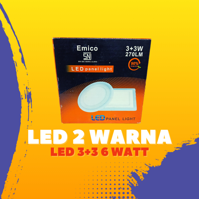 Downlight kotak 6watt 2 warna (3+3)