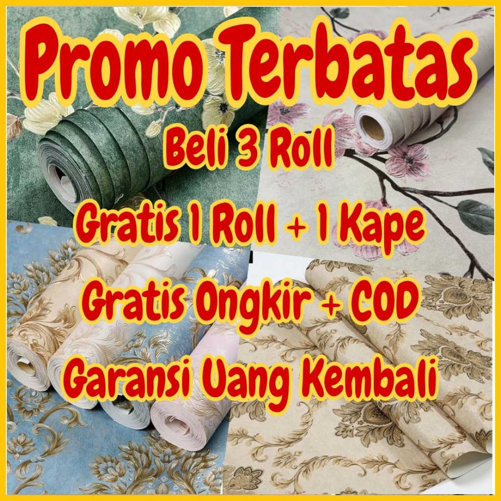 Wallpaper dinding kamar tidur MOTIF BATIK GOLD HITAM GOLD HITAM PUTIH GOLD SULTAN PUTIH BUNGA SAKURA