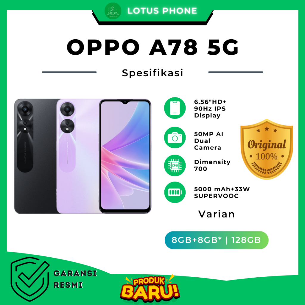 OPPO A78 5G 8/128GB ORIGINAL GARANSI RESMI