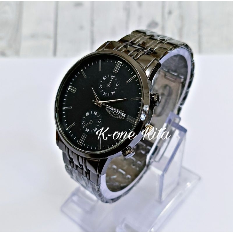 LONGTIME 880 jam tangan pria case bulat rantai jam tangan pria terbaru simple crono variasi