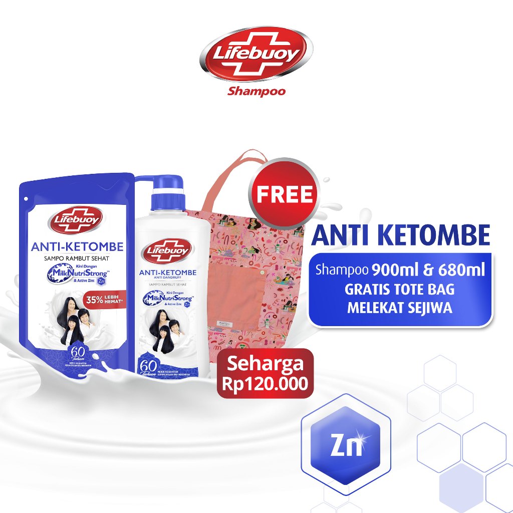 Buy 1 Anti Dandruff pouch 900ml + 1 Anti Dandruff pump 680ml, Free Tote Bag Melekat Sejiwa