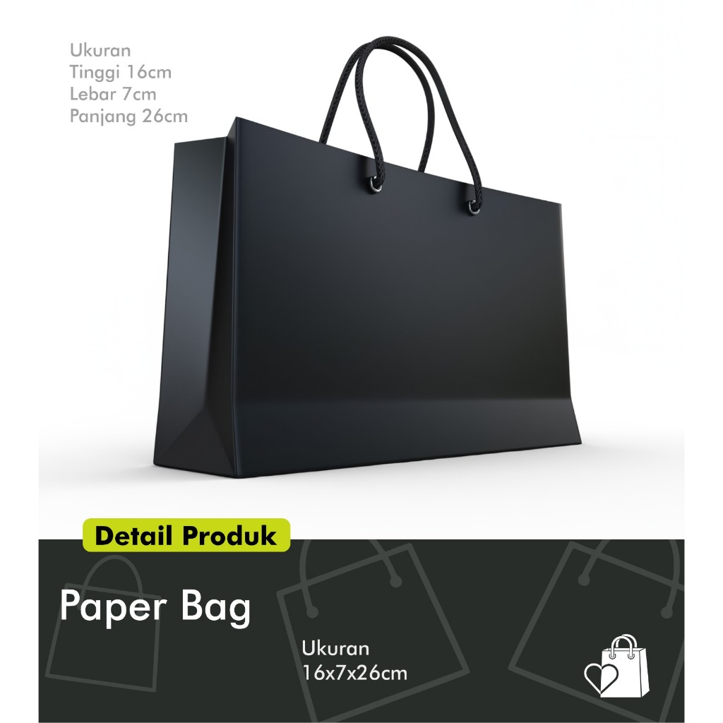

PAPER BAG ART CARTON UK.26x7x16cm PAPER BAG POLOS PAPER BAG HITAM
