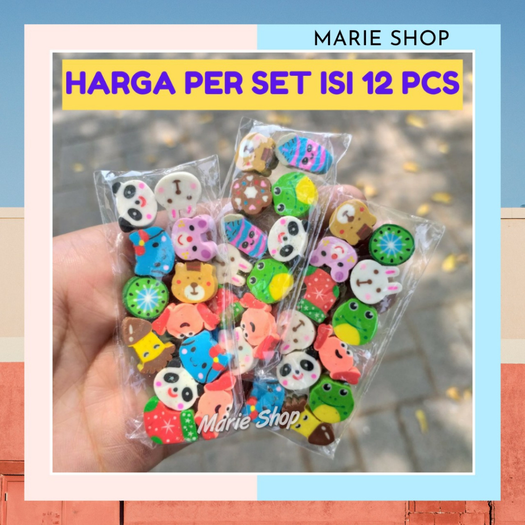 

‼️SET 12 PC‼️ PENGHAPUS MINI KARAKTER / PENGHAPUS PENSIL LUCU UNIK / PENGHAPUS MOTIF