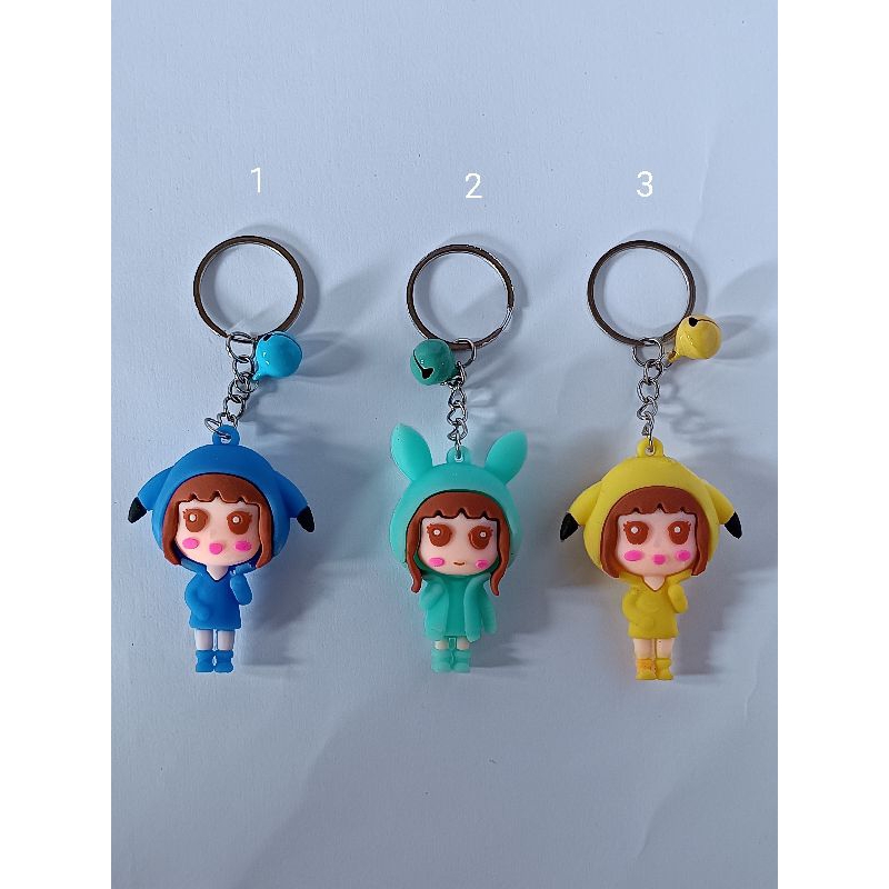 gantungan kunci gadis kuping hoodie krincingan