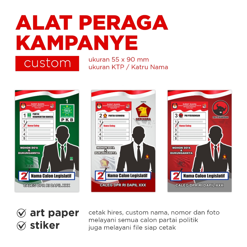 

ALAT PERAGA KAMPANYE / KARTU NAMA CALEG