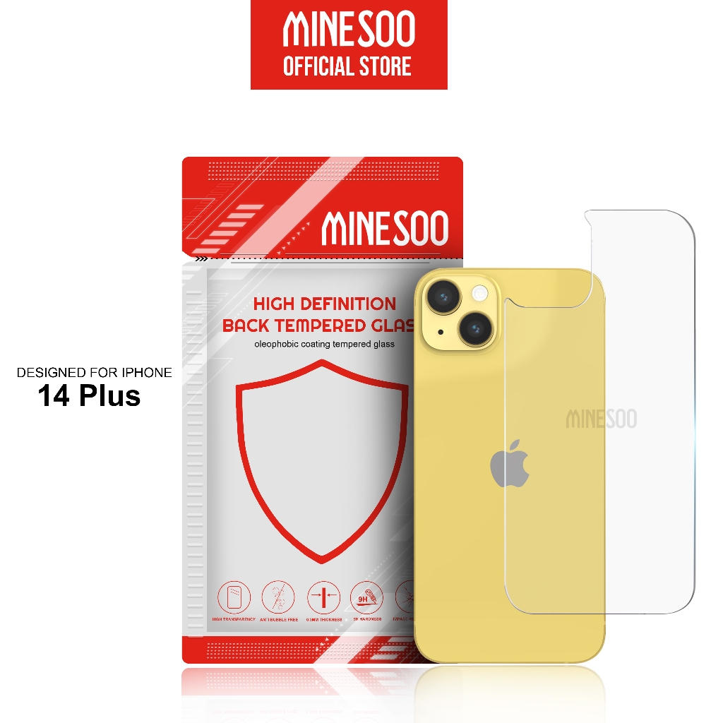 Minesoo Back Tempered Glass for iPhone  14 PLUS Clear Anti Gores Belakang 9H Premium Full Cover 15 P