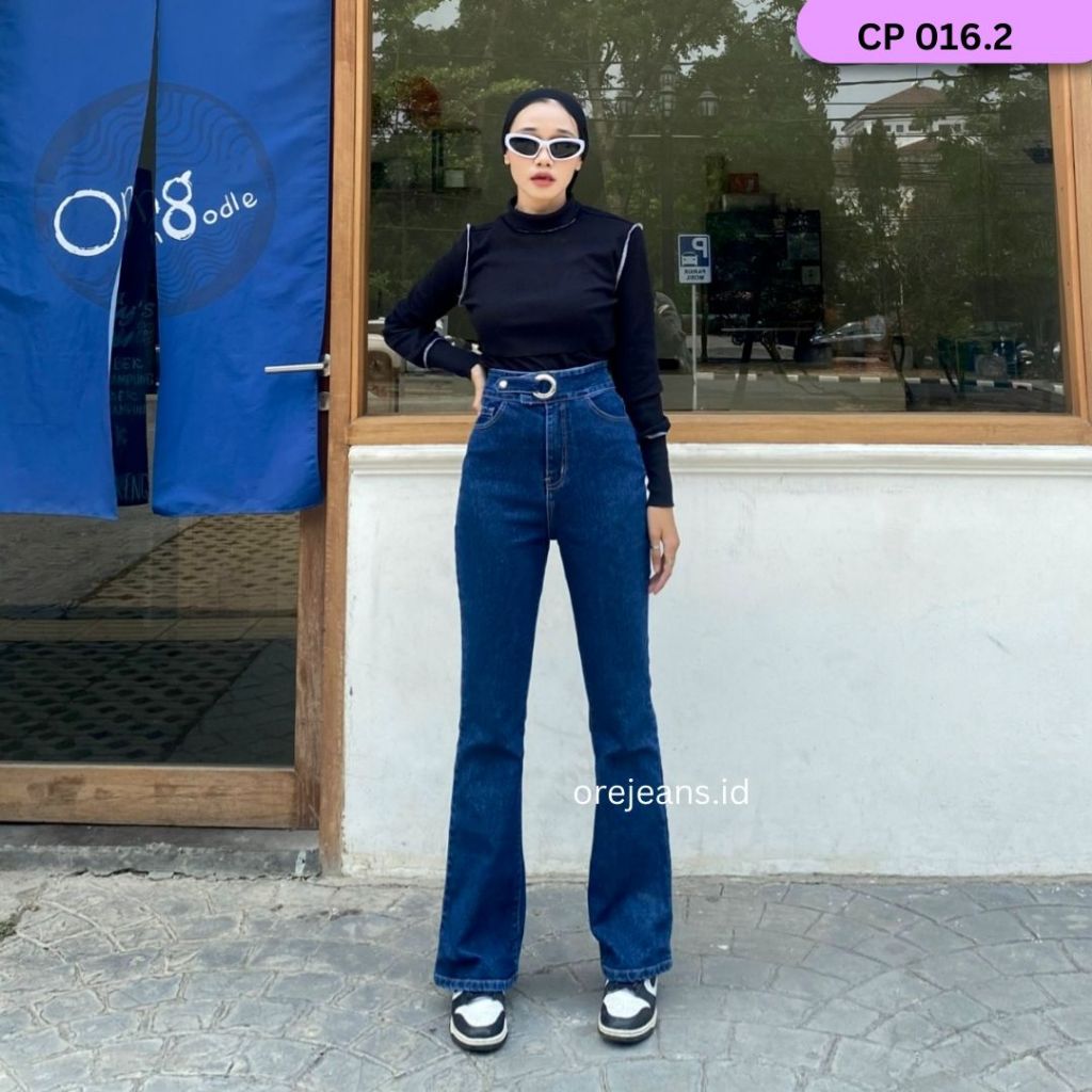 ORE - CP 016.2 Cutbray Jeans Belt Highwaist Strech Vintage Retro Wanita Dark