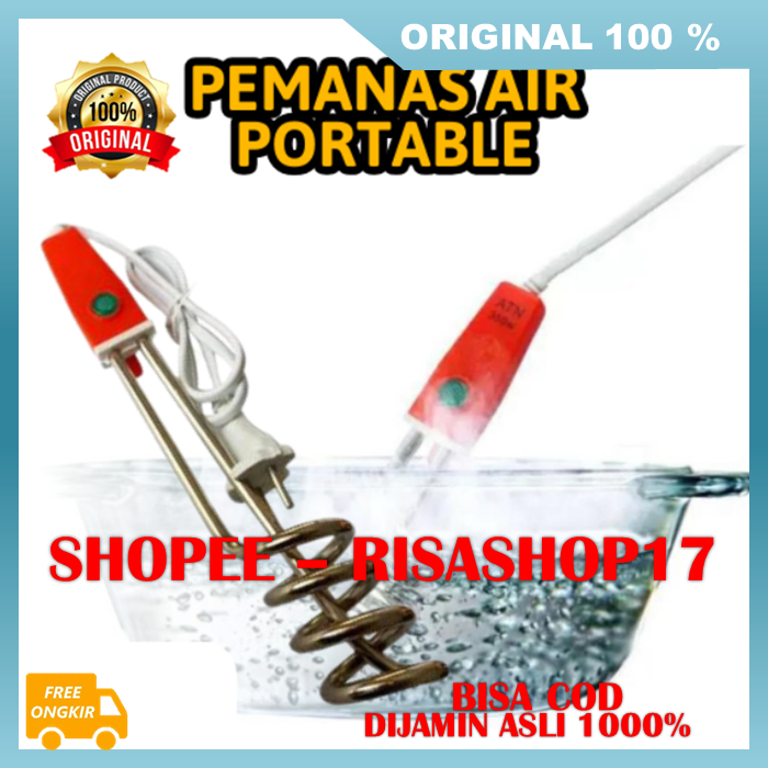 Pemanas Air Portable Elemen Pemanas Air Celup Pemanas Air Listrik 1000 Watt 100% ASLI