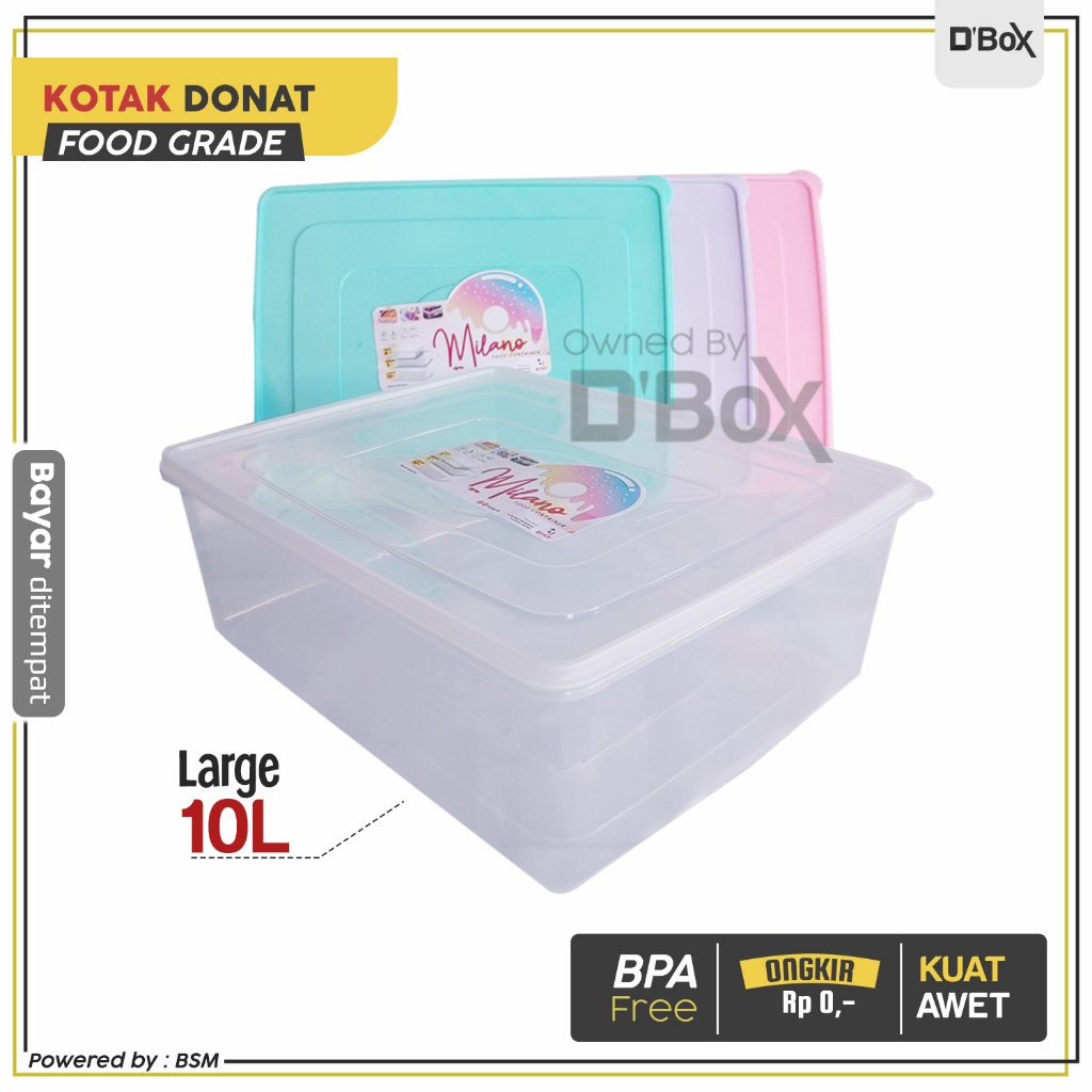 Kotak Donat Plastik Murah Besar Jumbo 10 Liter untuk 24 Donat BPA FREE Penyimpanan Makanan Serba Gun