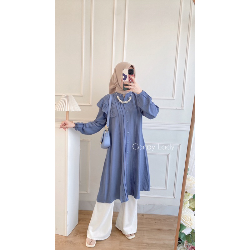 CANDY LADY Shara Ruffle Tunik Polos Wanita Terbaru
