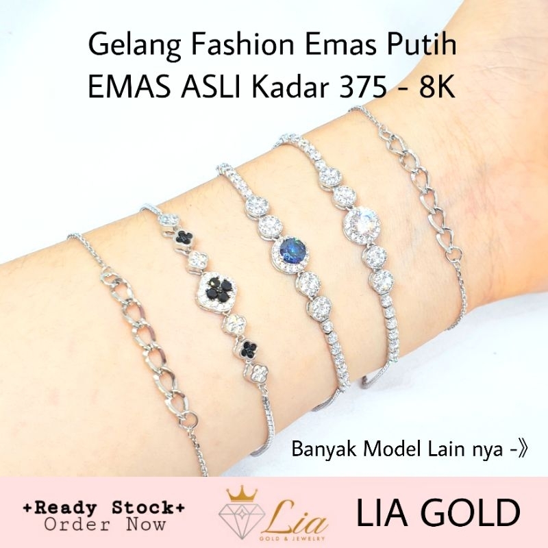 Gelang EMAS PUTIH ASLI Kadar 375 / 8K (TOKO MAS LIA GOLD)