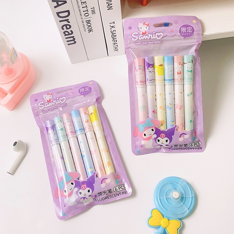 

#DS054 Pena Stabilo Sanrio 6 in 1 Premium Pack / Highlighter 6 Warna / Stabilo Kartun Kitty Kuromi Cinnamoroll Melody / Pena Gambar Doodling