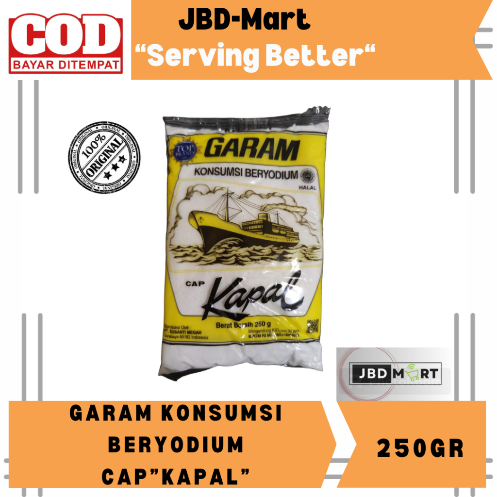 

Garam Konsumsi Beryodium Cap Kapal / Garam Halus Dapur 250gr