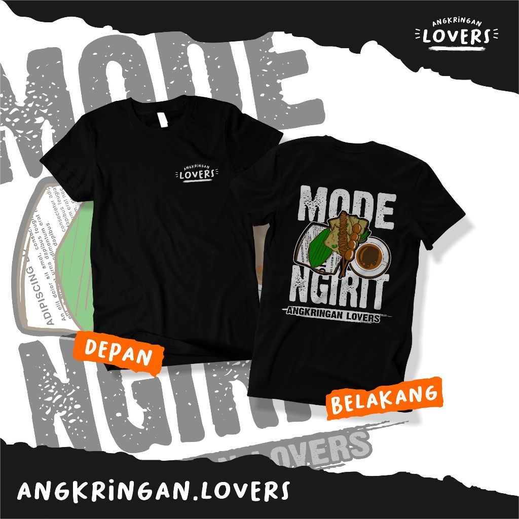 Kaos Tshirt Pria Dewasa Distro Original Lengan Pendek Hitam Angkringan Lovers Mode Ngirit Jogja Klat