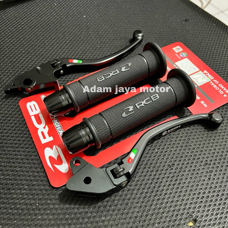 PAKET 3IN1 HANDLE REM LIPAT BLACK PREMIUM + HANDGRIP RCB HG55 + JALU STANG FULL CNC / VARIO 150 NEW