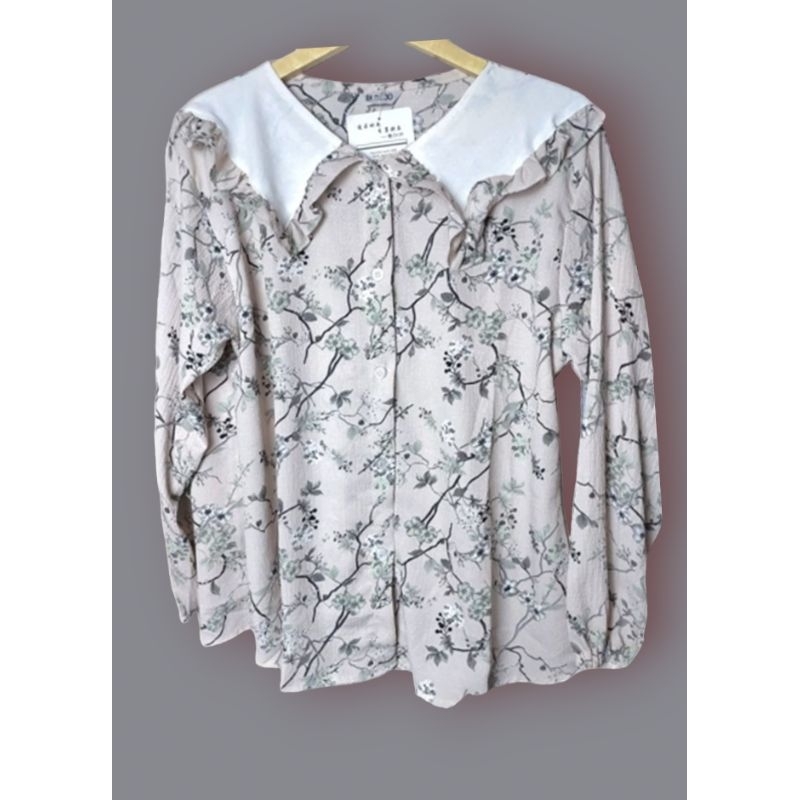 Blouse Korea Motif Bunga Crinkle