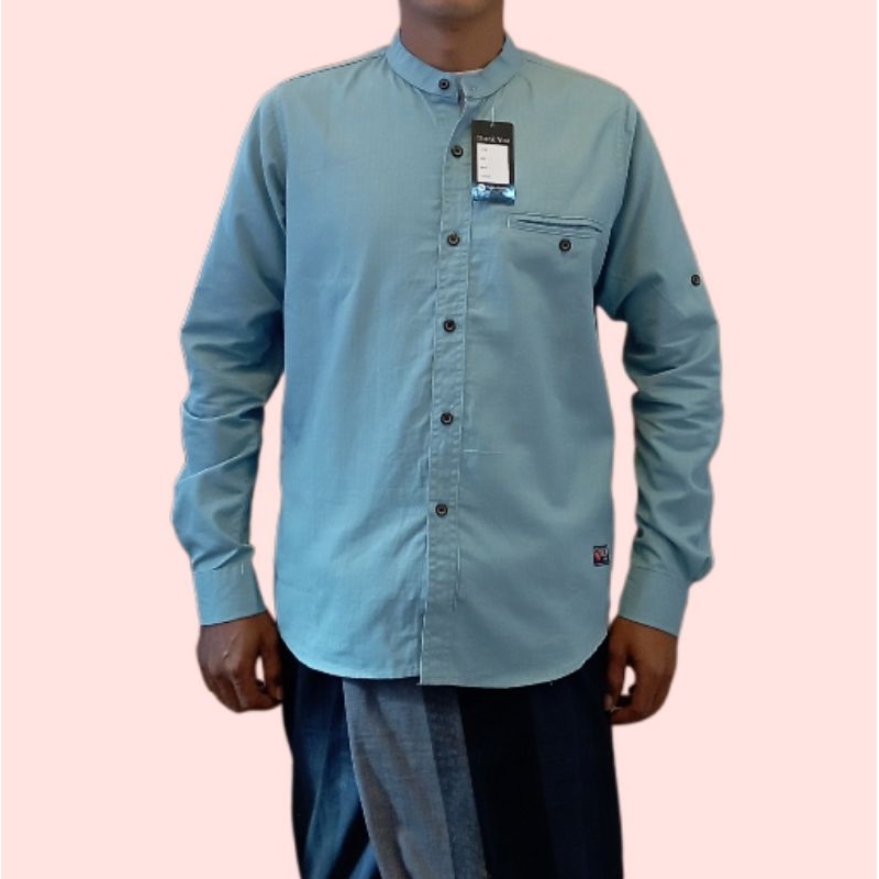 New Atasan Kemeja koko Pria Biru Wardah muda / Kemko Kurta Modern / Baju Kemeja Pria Original