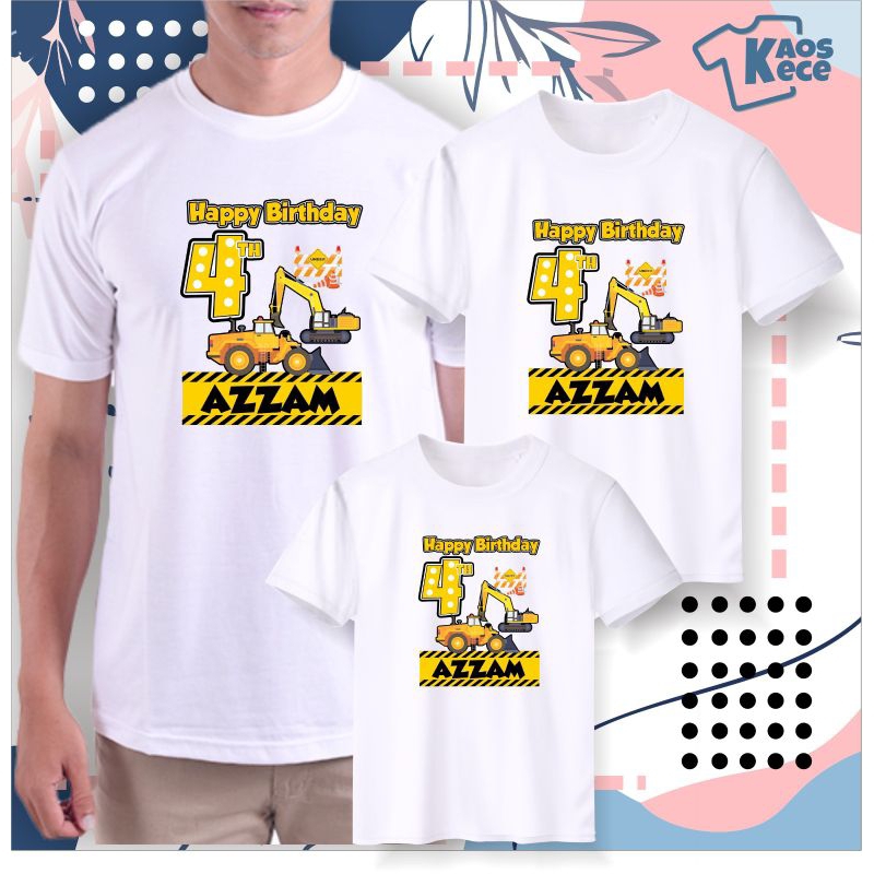 KAOS ULANG ANAK TAHUN ESKAVATOR BIRTHDAY CUSTOM, KAOS COUPLE FAMILY ULANG TAHUN custom