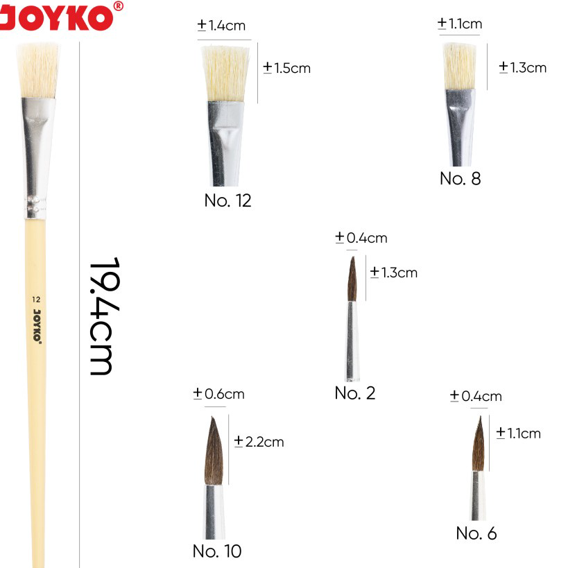 

Best Product Kuas Cat Air Kuas Lukis | Acrylic Brush Joyko BR-16 1 SET 5 PCS Best Product