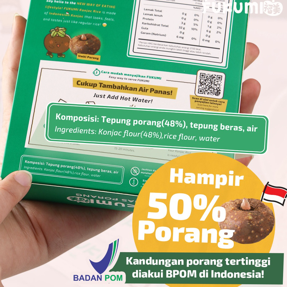 

➭➱✥❄ FUKUMI BERAS PORANG BOX SACHET - Fukumi Shirataki Beras Konjac Rice Diet isi 7 sachet x @40gr