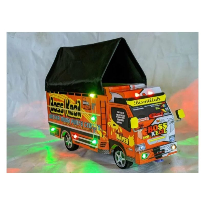 miniature truk oleng pemata agung terpal full lampu/anti gosip /boss kecil