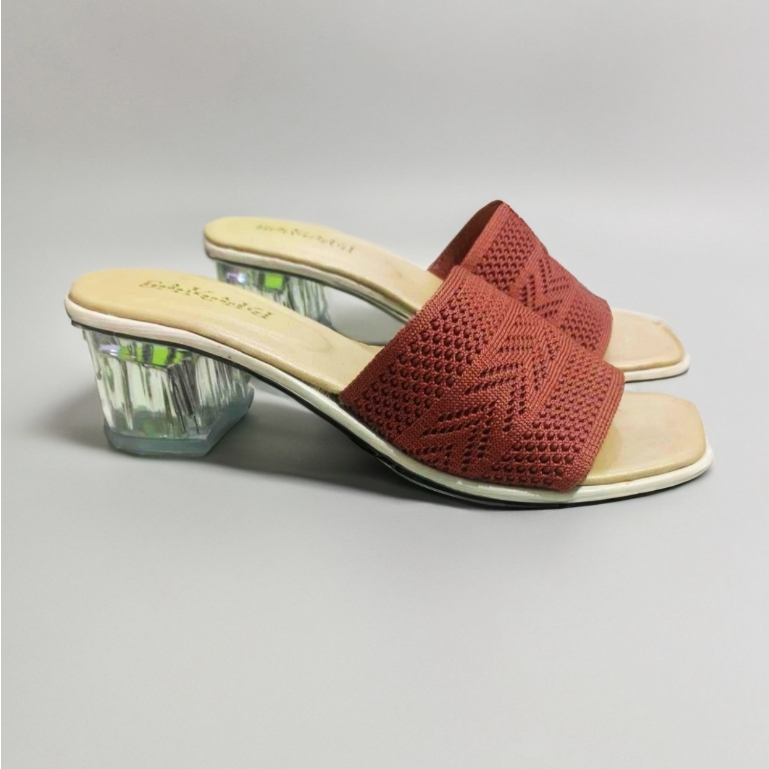 Sandal Rajut Heels Kaca 5cm