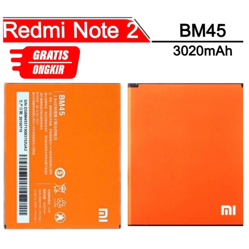 baterai batre battery original xiaomi redmi note 2