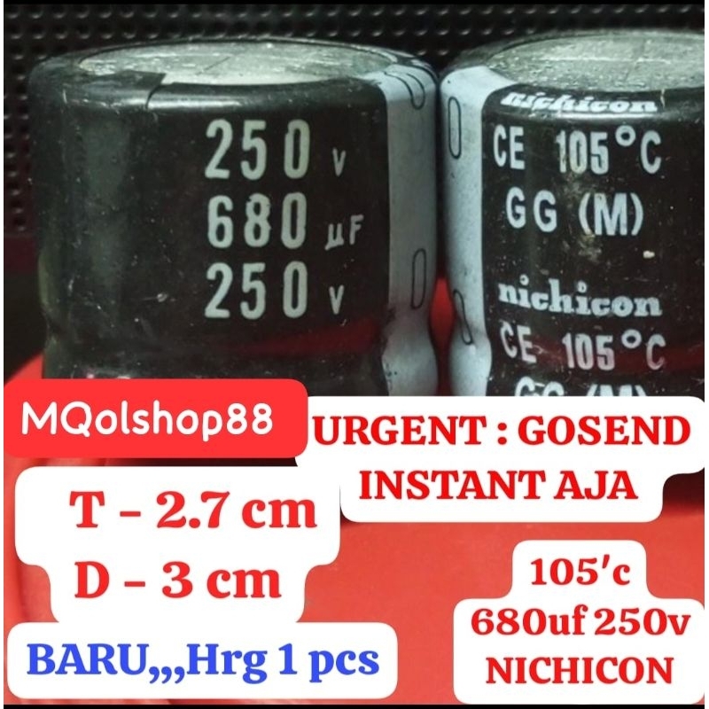Original Nichicon kapasitor 680uf/250v Eco elco Eko 680uf 250v