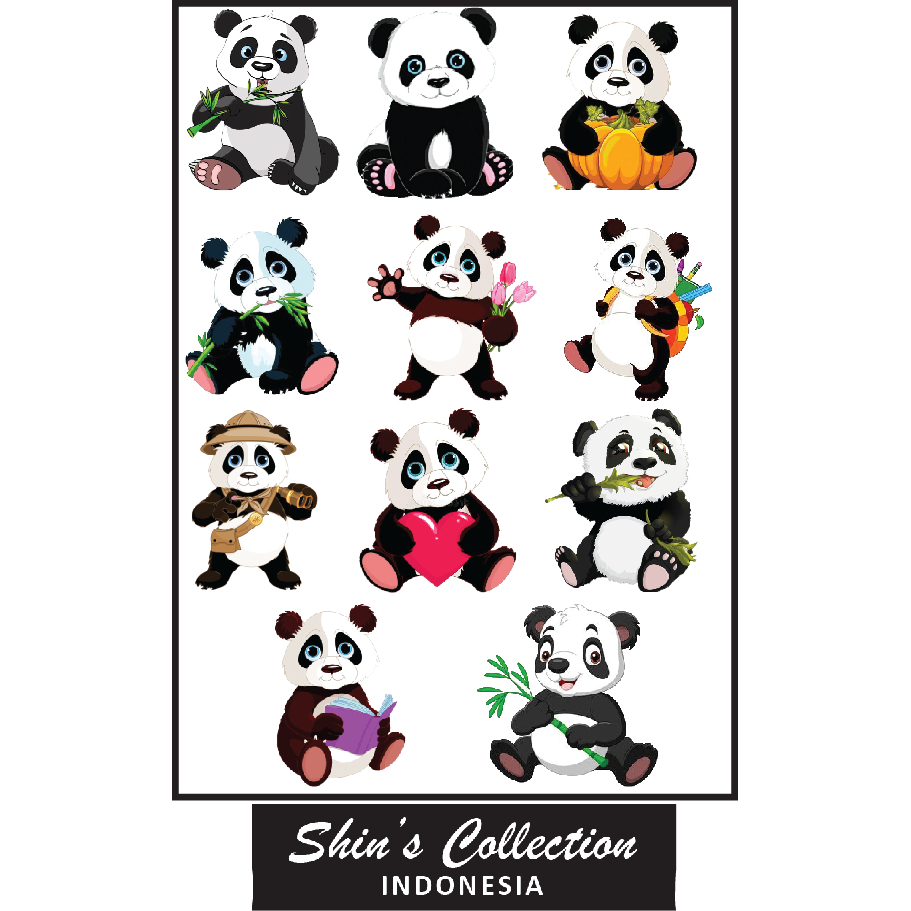 

Sticker stiker murah anti air transparan Cartoon baby panda 1 pc