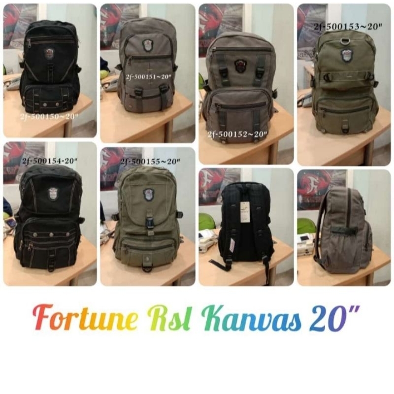 Tas Ransel FORTUNE Backpack Bahan Kanvas Tebal 20 inch