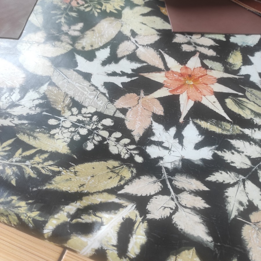 Kulit Sapi Ecoprint Kulit Sapi Lembaran Jenis Ecoprint