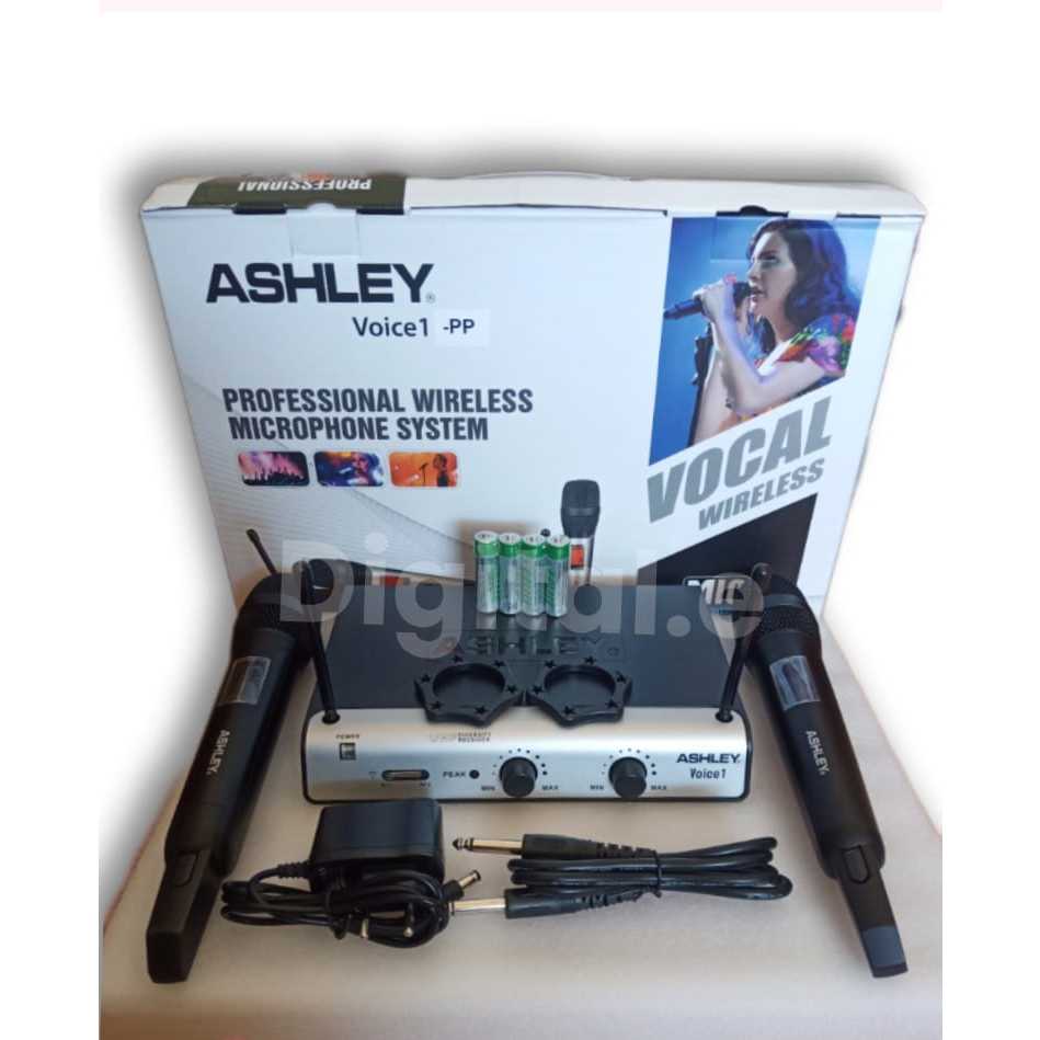 Mic Wireless Ashley Voice1/Voice-1 isi 2 mic pegang Original garansi 1 tahun mic ashley voice 1 voic