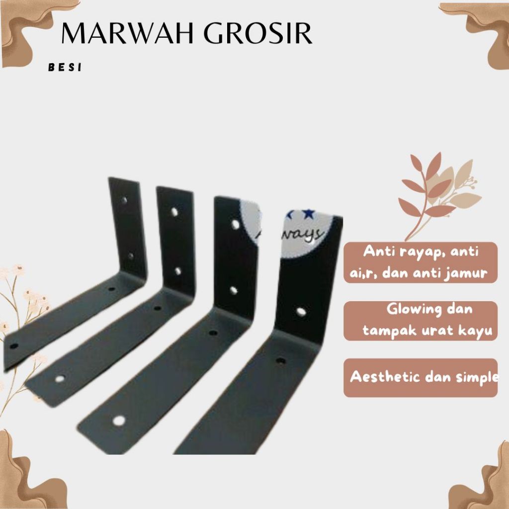 Siku besi rak dinding minimalis, siku rak kayu, braket rak dinding minimalis besi penyangga ambalan