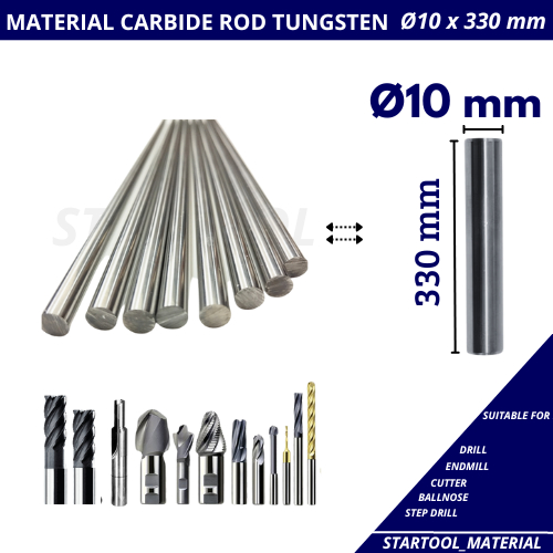 Carbide Rod 10mm x 330 mm Material Full Carbide Rod Tungsten