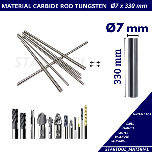 Carbide Rod 7mm x 330 mm Material Full Carbide Rod Tungsten