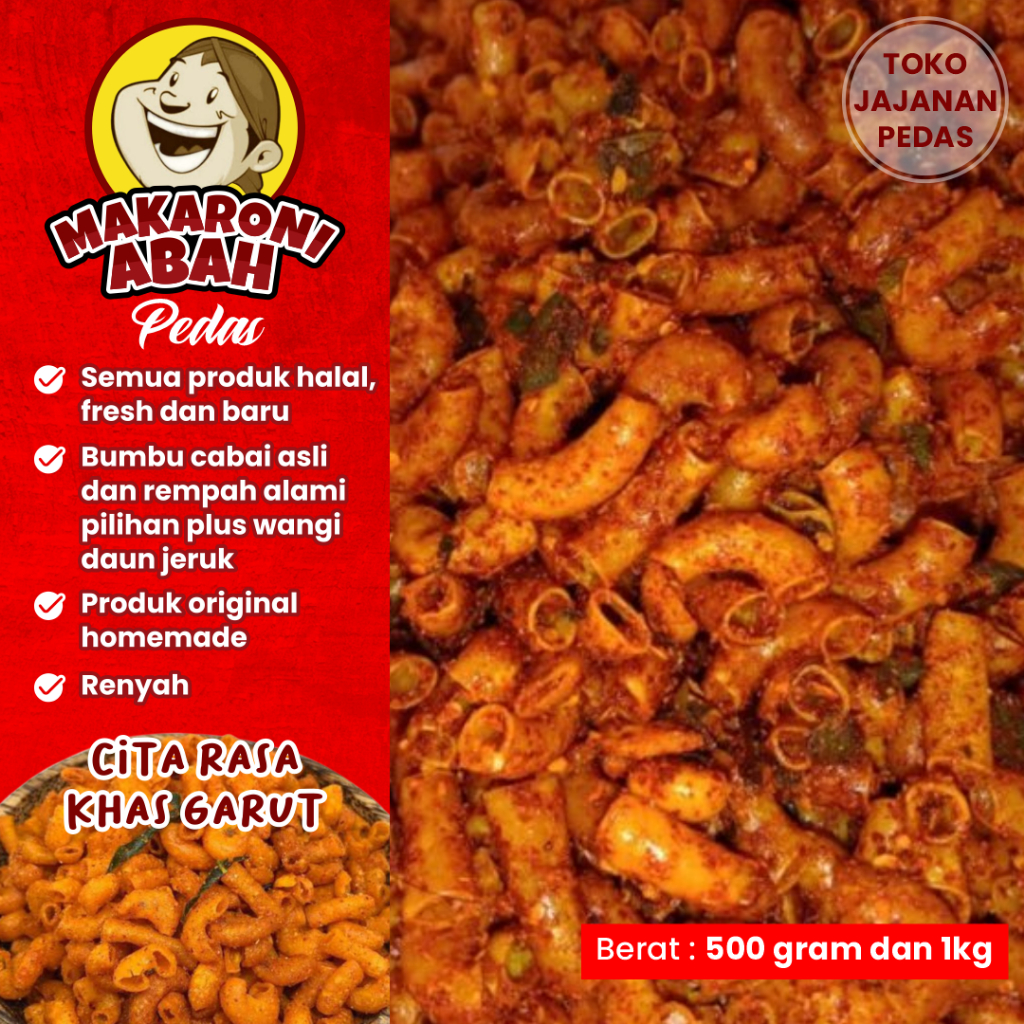 

Makaroni Pedas Abah Daun Jeruk Stik Snack Kiloan Grosir Makanan Ringan Murah 500 gr 1000 gr