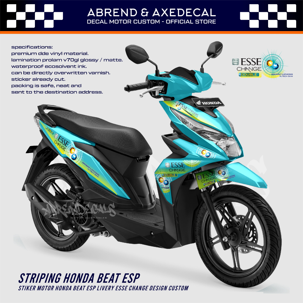 Striping Beat ESP Esse Change Grafis Custom Transparan / Stiker Motor Honda Beat 2017 - 2019 / Stock