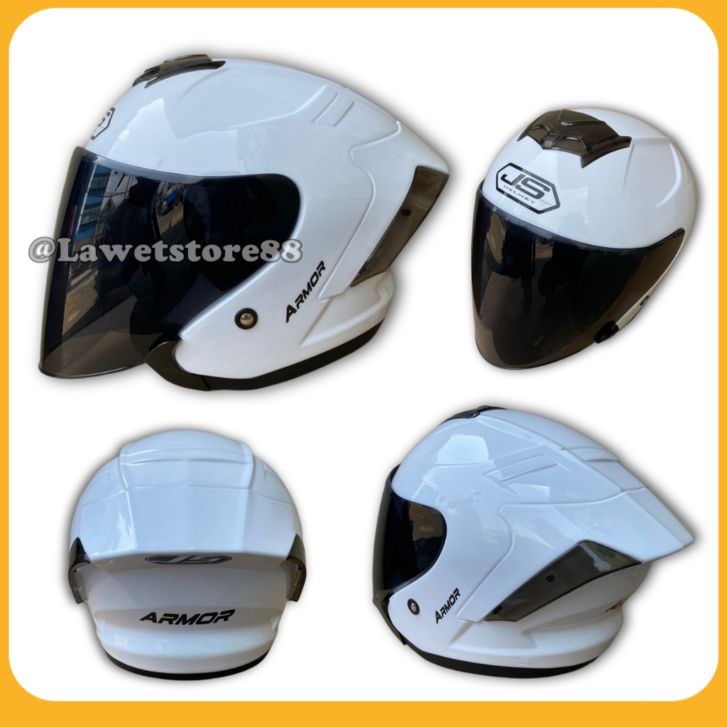 Helm Sepeda Motor Half Face Js Yakuza Armor Solid Polos Helem Pria Wanita Dewasa Standar Sni Sport P