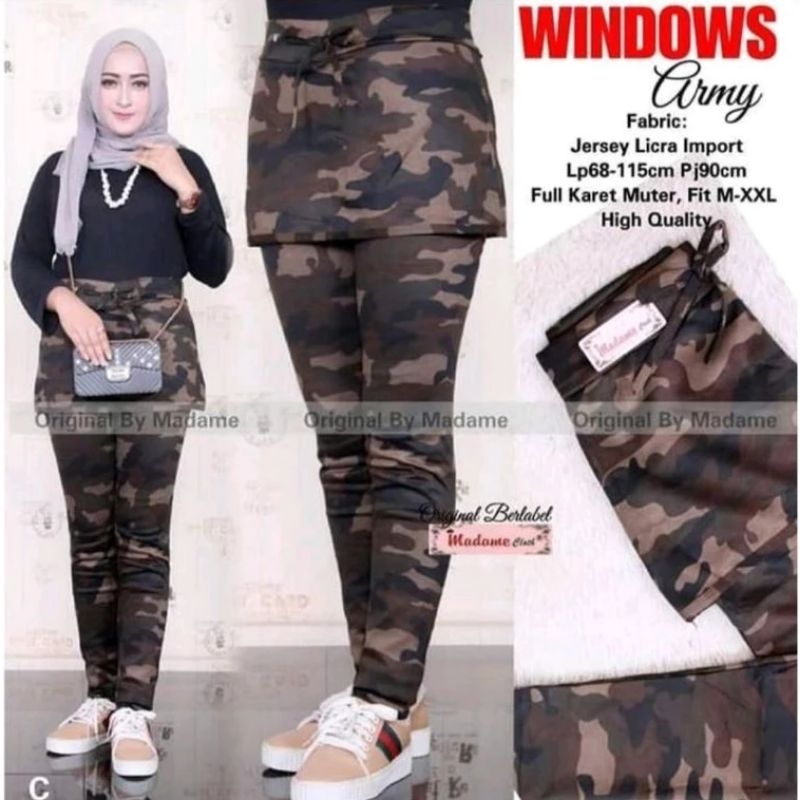 CELANA LEGGING ROK LORENG ARMY