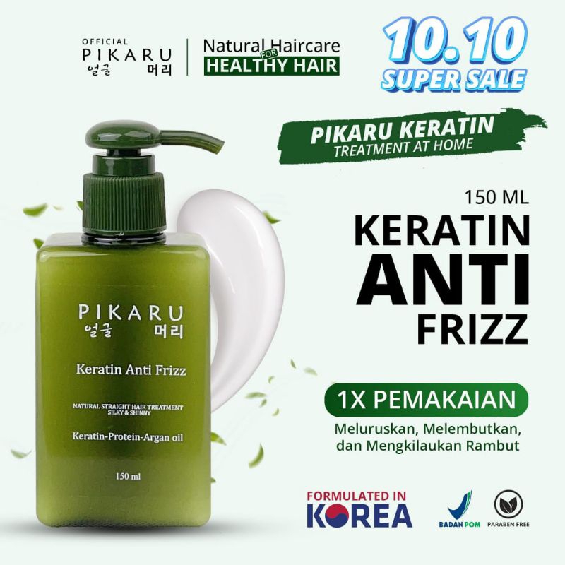PIKARU keratin rambut anti frizz pelurus rambut treatment rambut